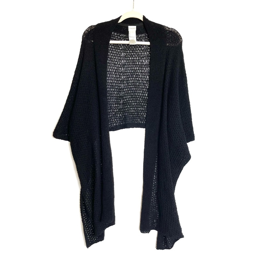Chicos black loose knit wrap sweater - Picture 4 of 10